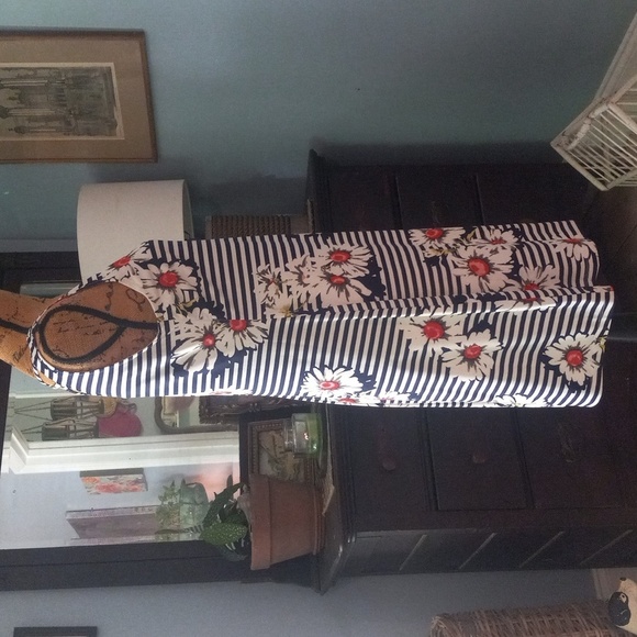 RN Studio By Ronni Nicole Navy and White Floral Striped Sleeveless Midi Dress - Picture 4 of 13